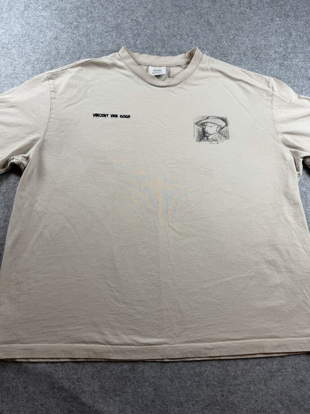 Bershka "Art Series" Vincent van Gogh Print Short Sleeve T-shirt Beige Medium